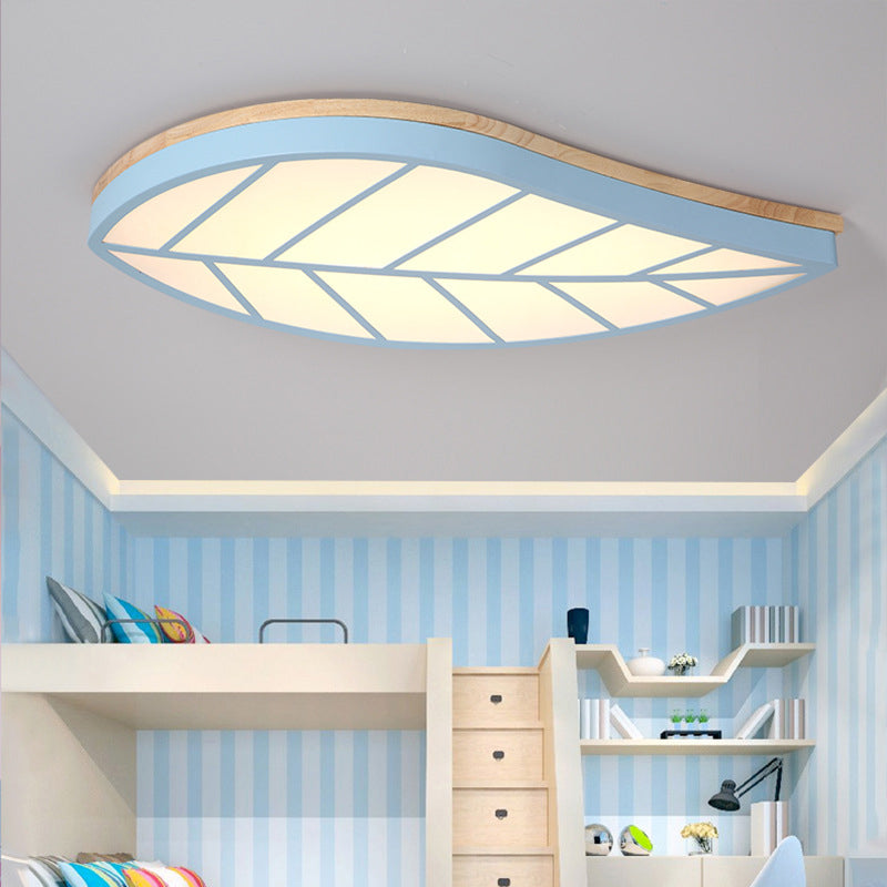 Modern Flush Mount Leaf Ceiling Lamp For Childs Bedroom With Undertint Finish