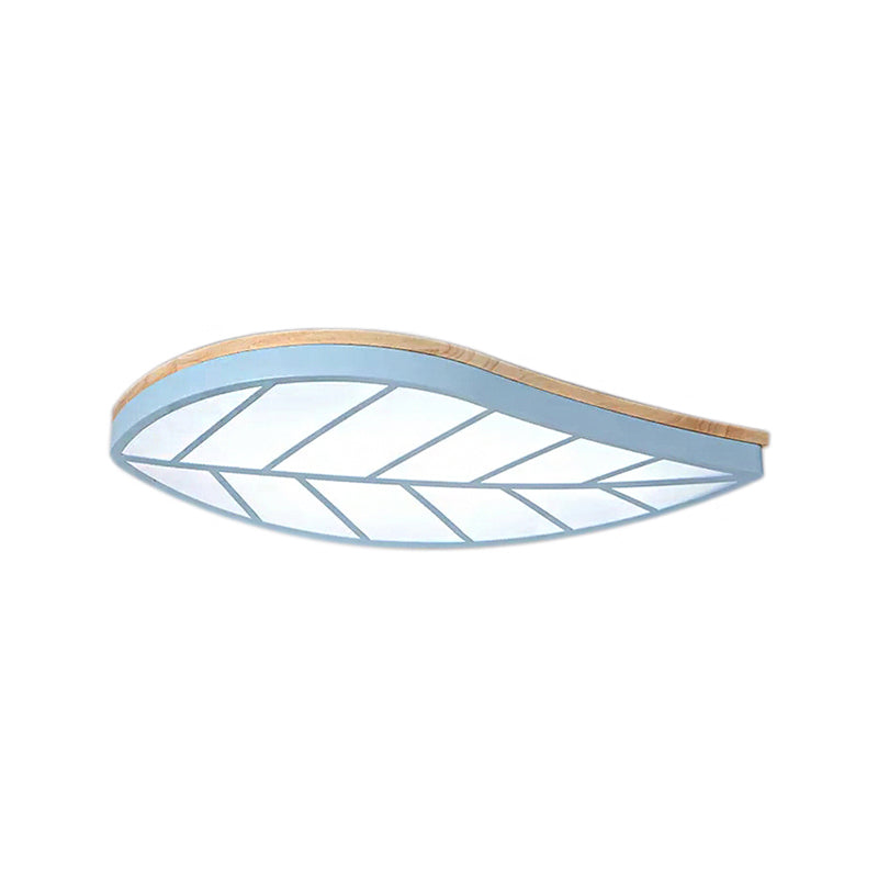 Modern Flush Mount Leaf Ceiling Lamp For Childs Bedroom With Undertint Finish