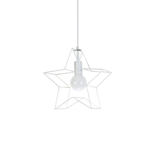 Contemporary White Metal Star Pendant Light With 1 Bulb