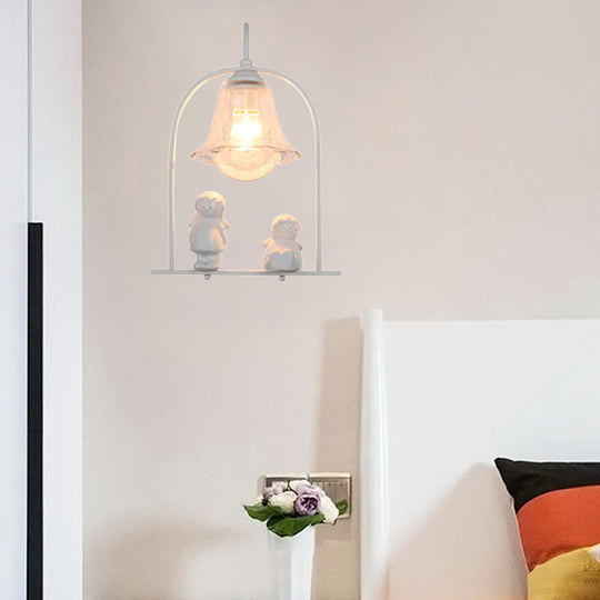 Modern Stylish White Metal Wall Lamp With 1 Light For Little Kids Kitchen Décor