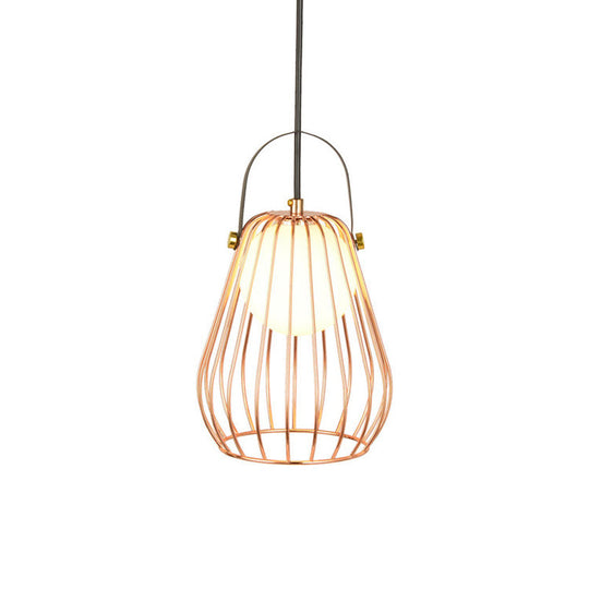 Iron Hanging Pendant Ceiling Light for Bedroom - Industrial Pear Shape