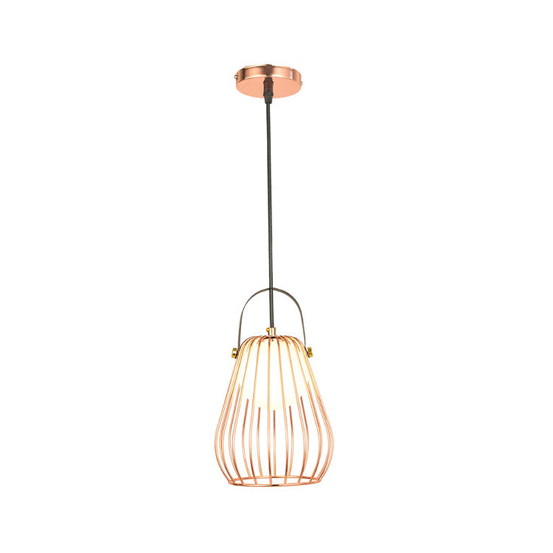 Iron Industrial Pear-Shaped Ceiling Pendant Light - Single Hanging Lamp For Bedroom Rose Gold