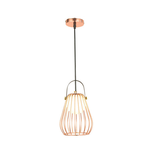 Iron Industrial Pear-Shaped Ceiling Pendant Light - Single Hanging Lamp For Bedroom Rose Gold