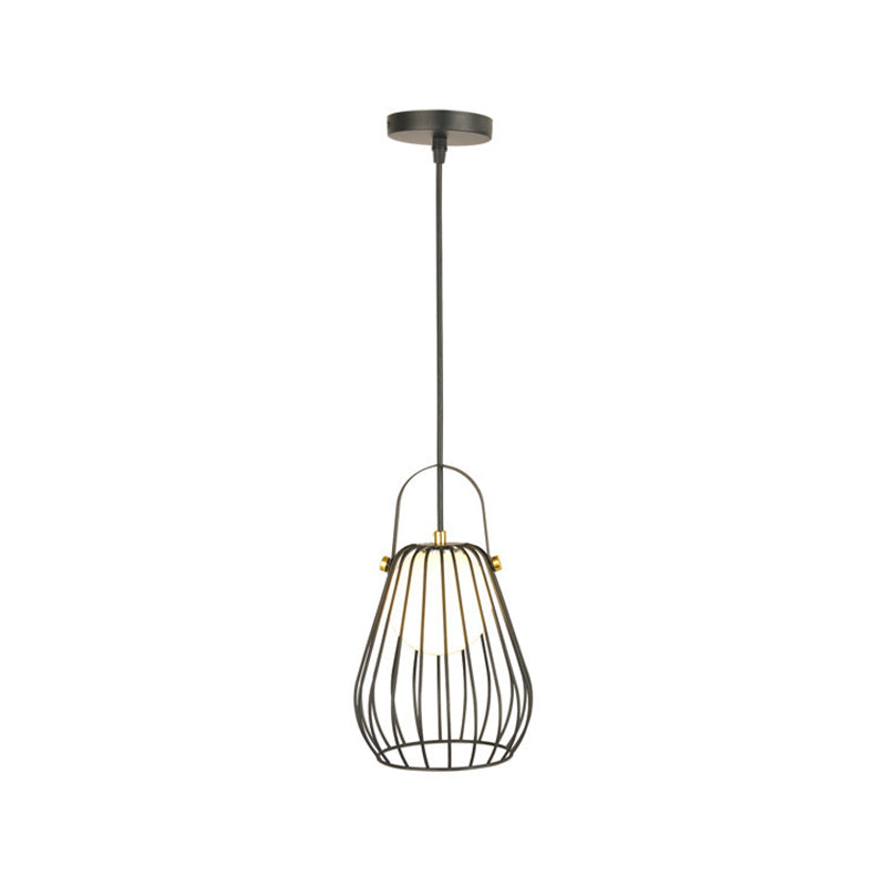 Iron Industrial Pear-Shaped Ceiling Pendant Light - Single Hanging Lamp For Bedroom Black