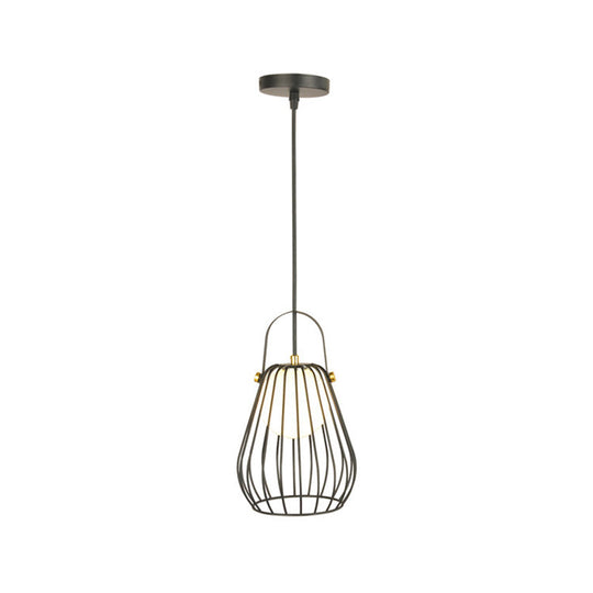 Iron Industrial Pear-Shaped Ceiling Pendant Light - Single Hanging Lamp For Bedroom Black