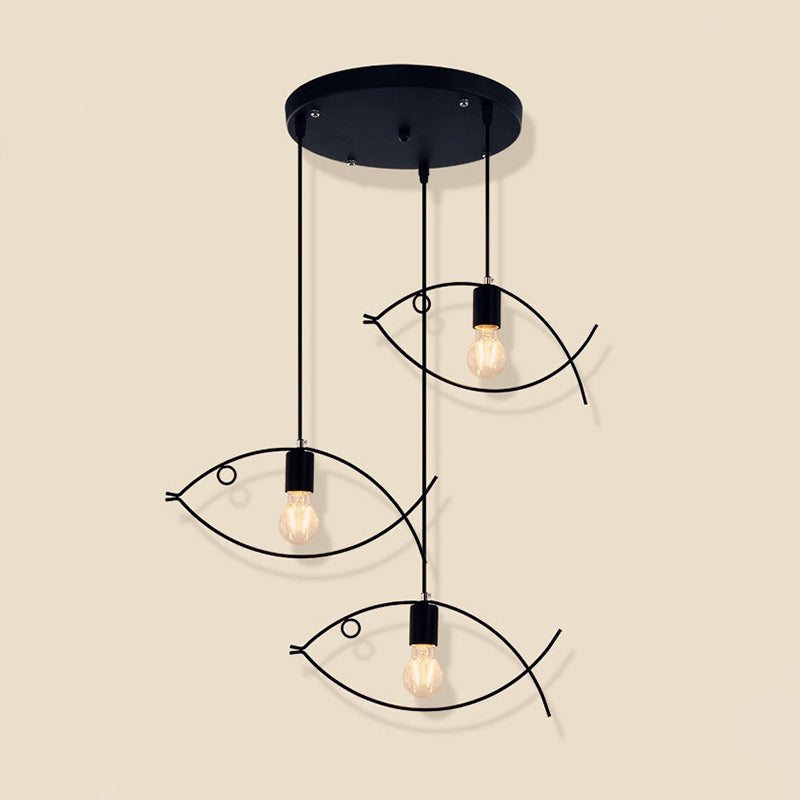 Nordic Style Single Head Black Fish-Shaped Pendant Ceiling Light - Dining Room Suspension Lamp