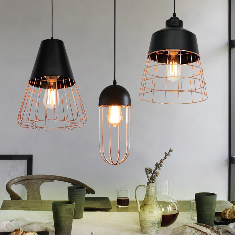 Nordic Style Geometric Metal Pendant Light for Restaurants