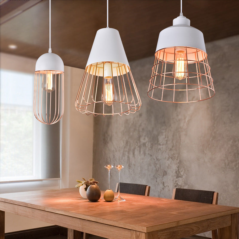 Nordic Style Geometric Metal Pendant Light for Restaurants