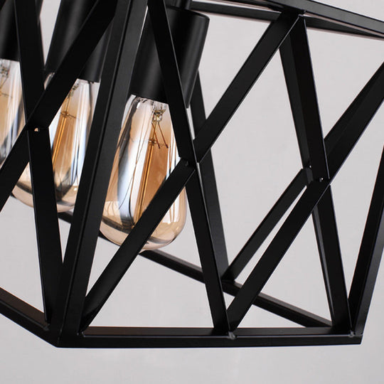 Industrial Black Iron Pendant Light With Rectangle Frame - Perfect For Restaurants And Hanging Over