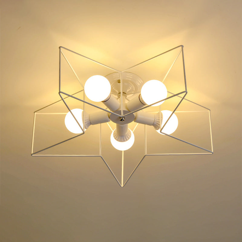 Simplicity Star-Shape 5 Head Flush Ceiling Light Fixture for Bedroom