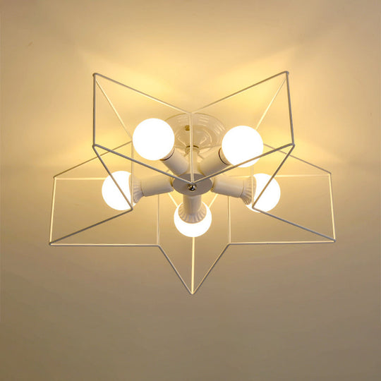 Simplicity Star-Shape 5 Head Flush Ceiling Light Fixture For Bedroom