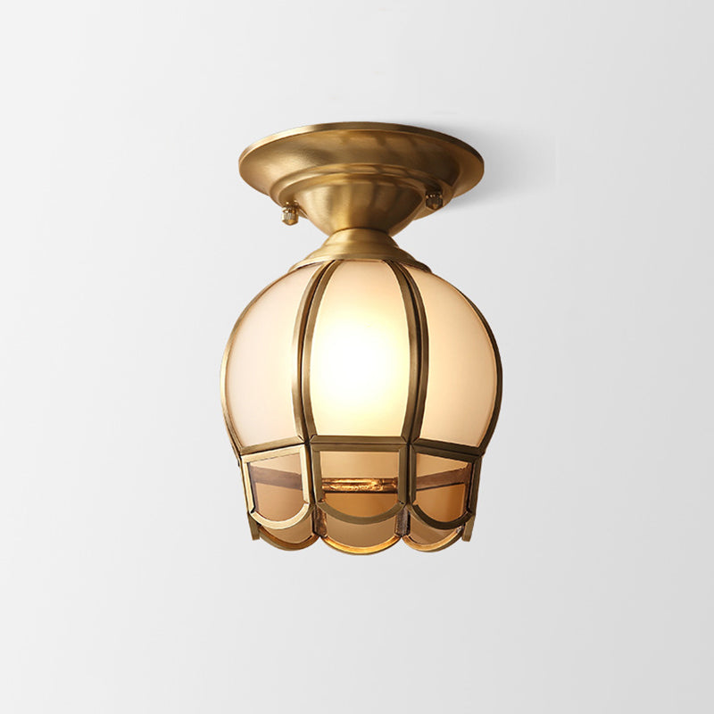 Minimalist Brass Semi Flush Mount With Scalloped Metal - Single-Bulb Lighting / A