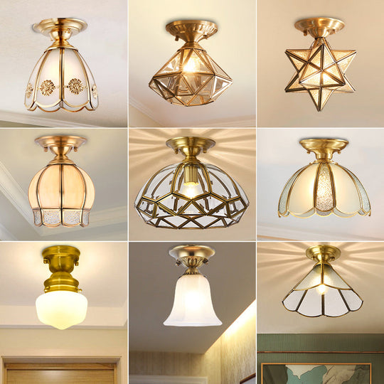 Brass Scallop Semi Flush Mount Ceiling Light