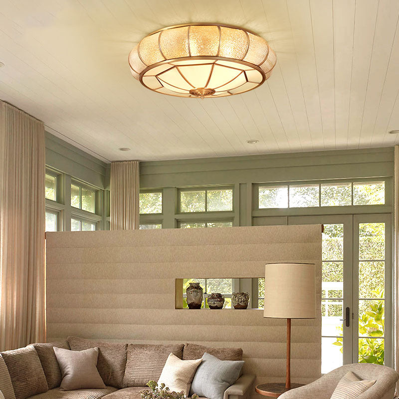 Gold Ripple Glass Flush Mount Lighting: Classic Donut-Shaped Fixture, Ideal for Dining Rooms