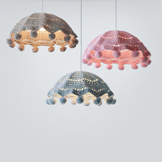 Nordic Style Fabric Umbrella Pendant Light For Girls Bedroom - 1 Head Lamp