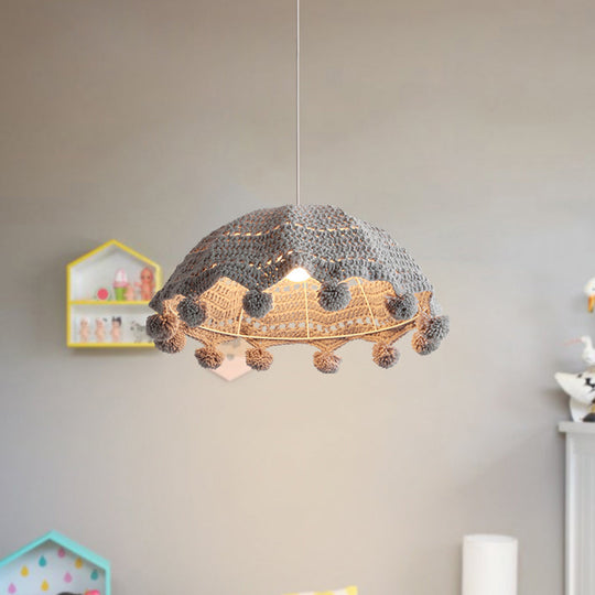 Nordic Style Fabric Umbrella Pendant Light For Girls Bedroom - 1 Head Lamp