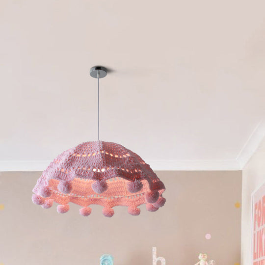 Nordic Style Fabric Umbrella Pendant Light For Girls Bedroom - 1 Head Lamp