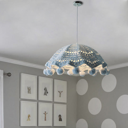 Nordic Style Fabric Umbrella Pendant Light For Girls Bedroom - 1 Head Lamp