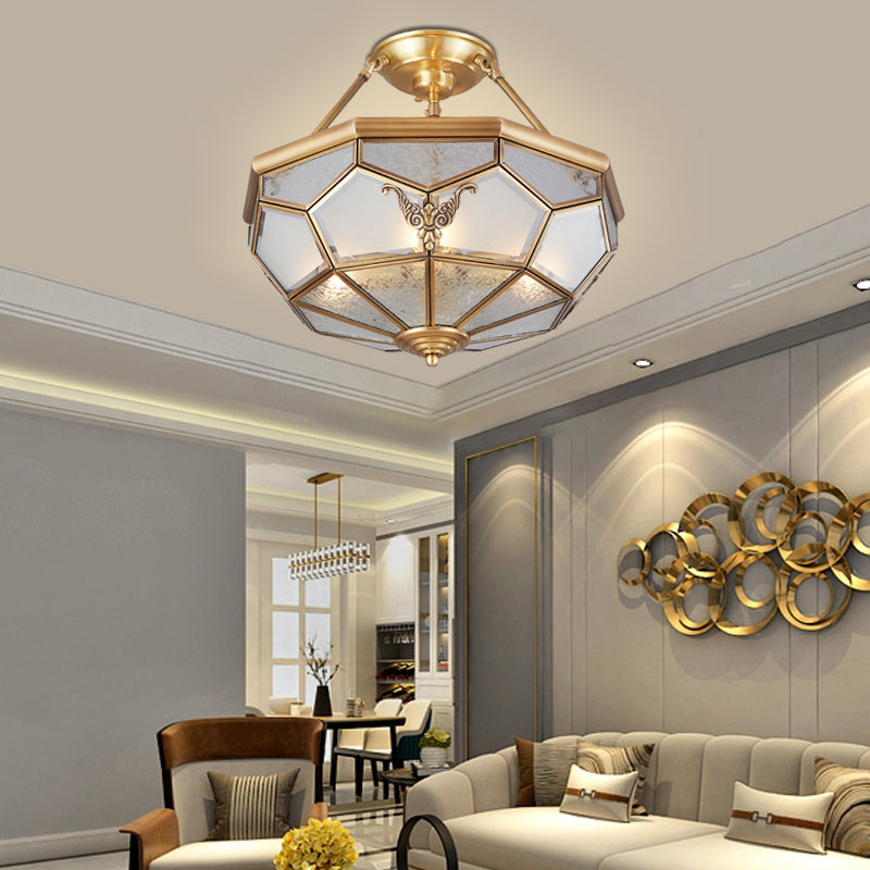 Sleek Gold Bowl-Shaped Metal Semi Flush Chandelier Ceiling Light - Simplicity Meets Elegance For