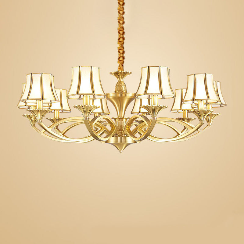 Gold Taper Shaped Glass Chandelier Pendant: Classic Living Room Lighting