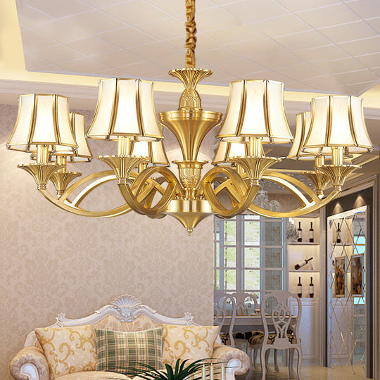 Gold Taper Shaped Glass Chandelier Pendant: Classic Living Room Lighting 8 /