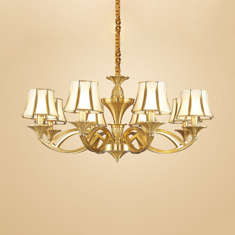 Gold Taper Shaped Glass Chandelier Pendant: Classic Living Room Lighting