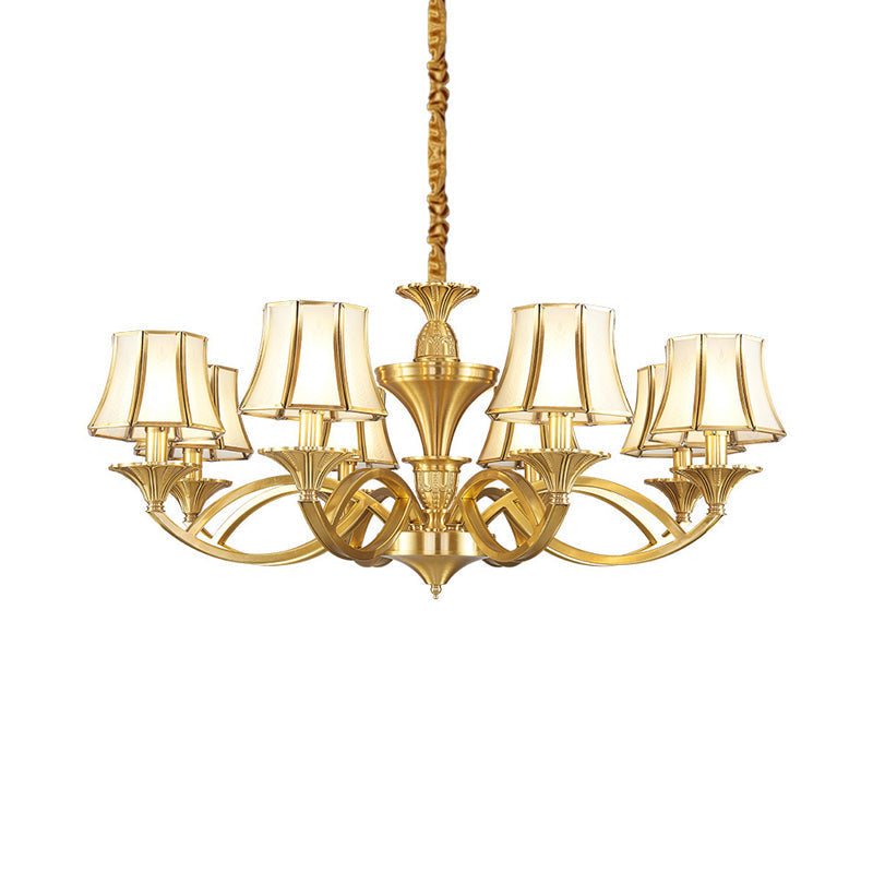 Gold Taper Shaped Glass Chandelier Pendant: Classic Living Room Lighting