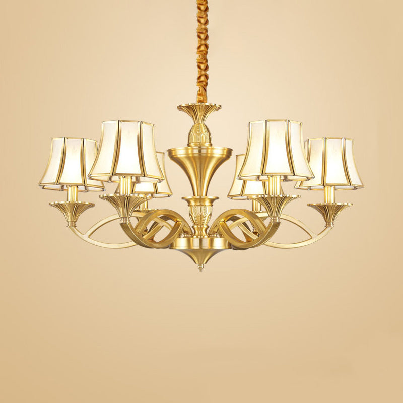 Gold Taper Shaped Glass Chandelier Pendant: Classic Living Room Lighting