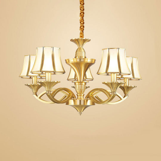 Gold Taper Shaped Glass Chandelier Pendant: Classic Living Room Lighting 5 /