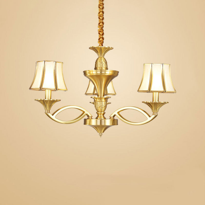 Gold Taper Shaped Glass Chandelier Pendant: Classic Living Room Lighting