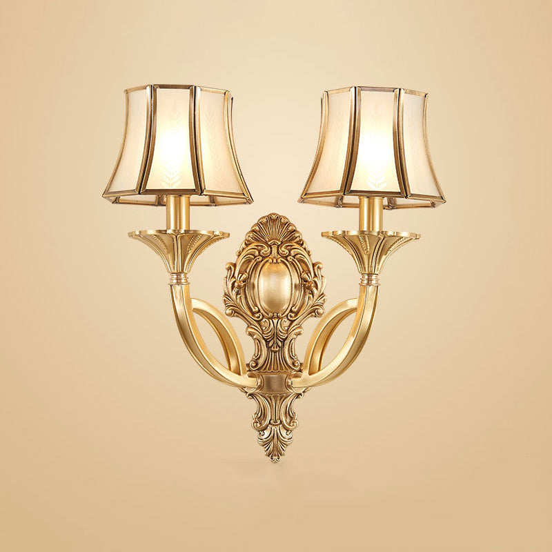 Gold Taper Shaped Glass Chandelier Pendant: Classic Living Room Lighting 2 /