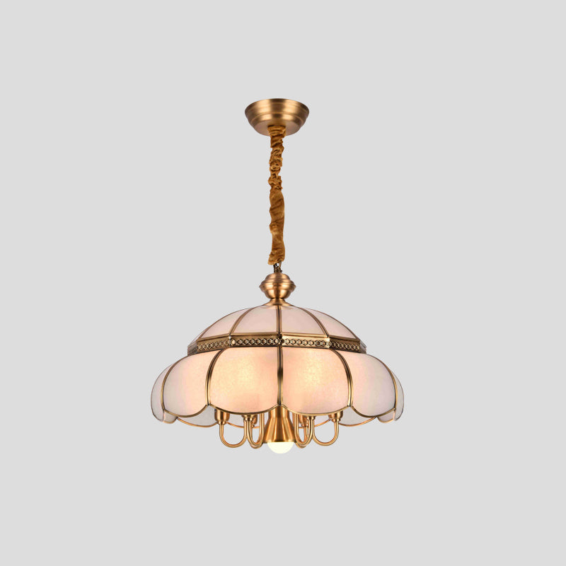 Frosted Glass Chandelier Pendant Light For Dining Room - Nickel Geometric Shape Classic Design