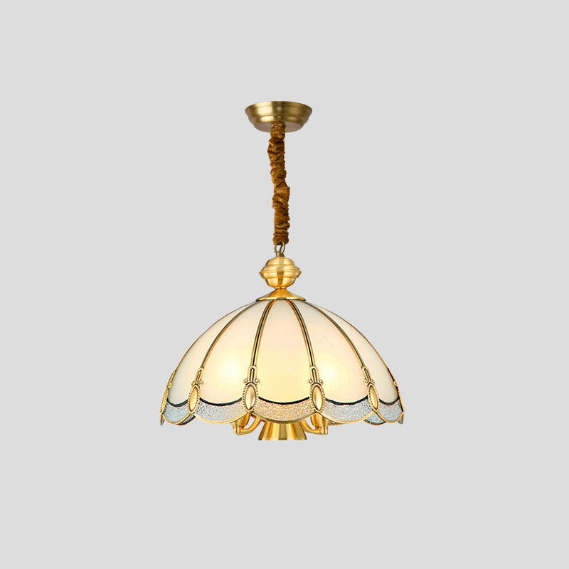 Frosted Glass Chandelier Pendant Light For Dining Room - Nickel Geometric Shape Classic Design