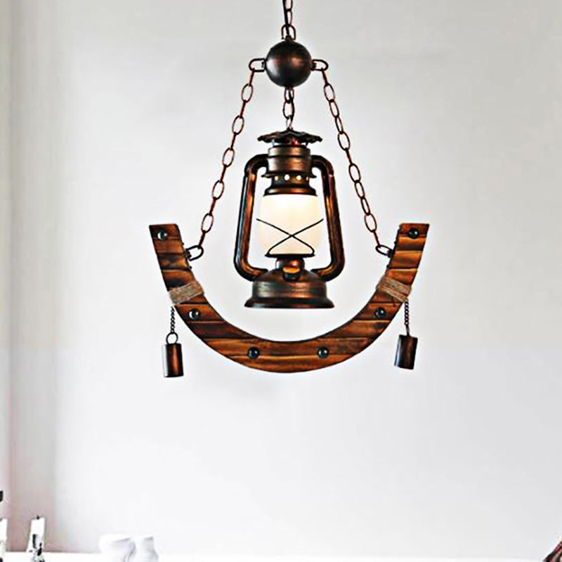 Matte Black Pendant Light With Frosted Glass Lantern - Industrial Hanging Lamp For Dining Room