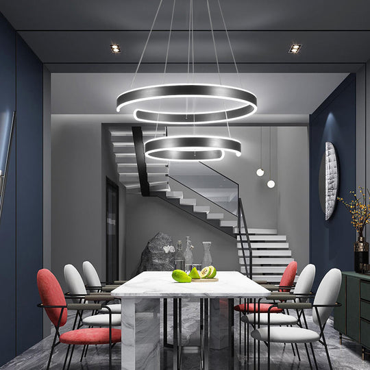 Contemporary Aluminum LED Pendant Light – Geometric Shaped Chandelier for Restaurants