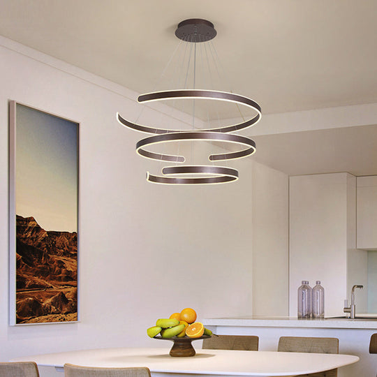 Artistic Curved LED Suspension Light - Aluminum Chandelier for Living Room