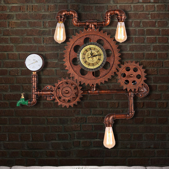 Industrial Metal Sconce Lighting: Weathered Copper Indoor Wall Lamp