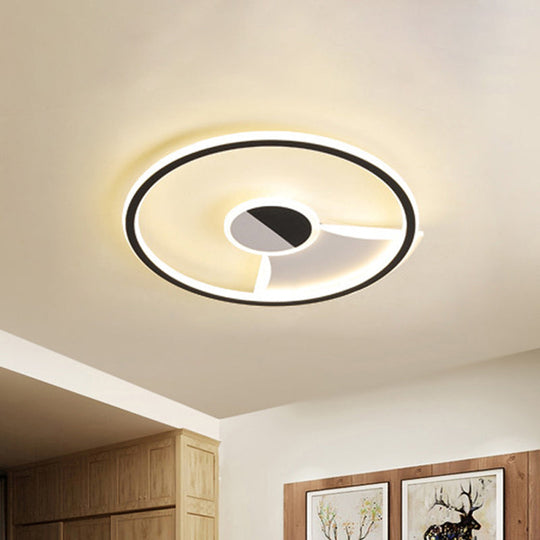 Simple Style Led Acrylic Flush Ceiling Light Black/White 16/19.5/23.5 Dia Lamp For Bedroom