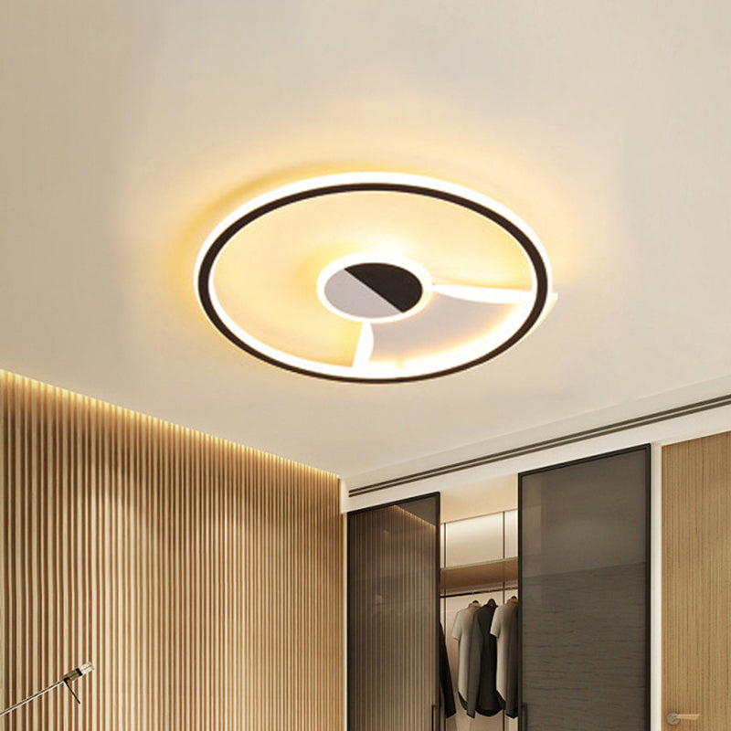 Simple Style Led Acrylic Flush Ceiling Light Black/White 16/19.5/23.5 Dia Lamp For Bedroom