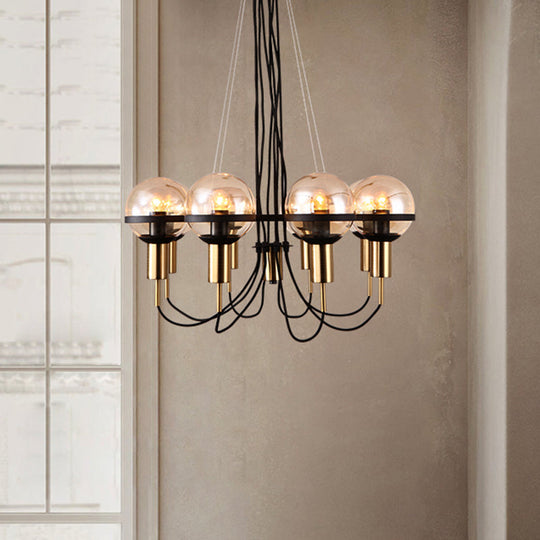 Modern Global Glass Shade Chandelier - 6/8 Lights Brass Living Room Ceiling Light