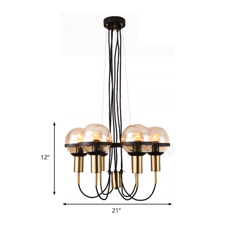 Modern Global Glass Shade Chandelier - 6/8 Lights Brass Living Room Ceiling Light