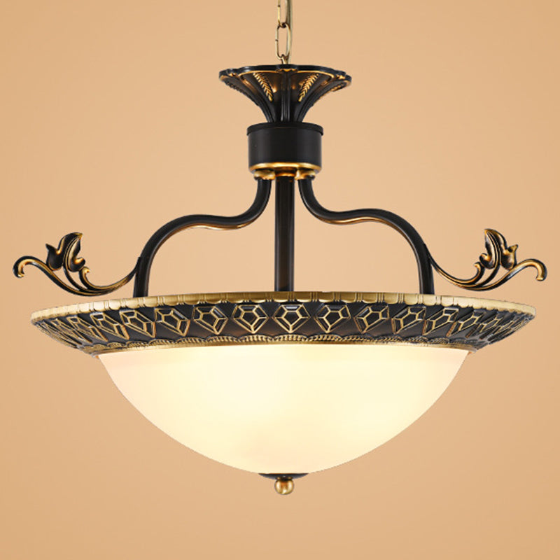 Traditional Metal Ceiling Lamp: 3-Bulb Pendant Chandelier In Gray And Black