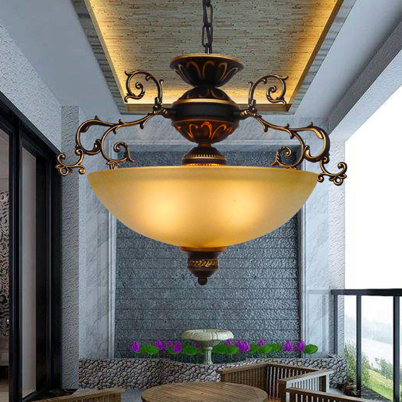 Led Glass Bowl Hanging Chandelier With Traditional Design For Living Room Yellow