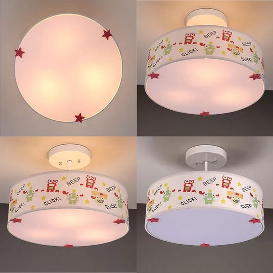 Animal Nursery Acrylic Drum Semi Flushmount Ceiling Light