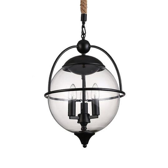 Traditional 3-Light Black Glass Chandelier - Stylish Pendant Lighting For Living Room