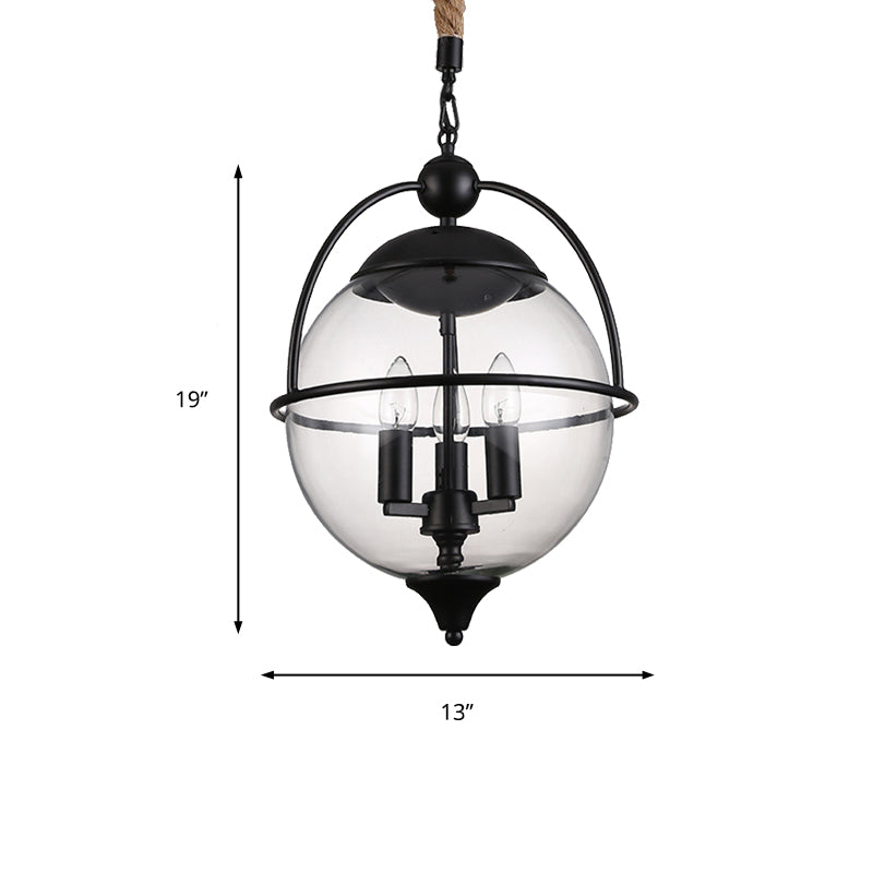 Traditional 3-Light Black Glass Chandelier - Stylish Pendant Lighting For Living Room