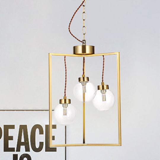 Traditional Brass Chandelier Light Fixture - Clear Glass & Metal Pendant Lamp