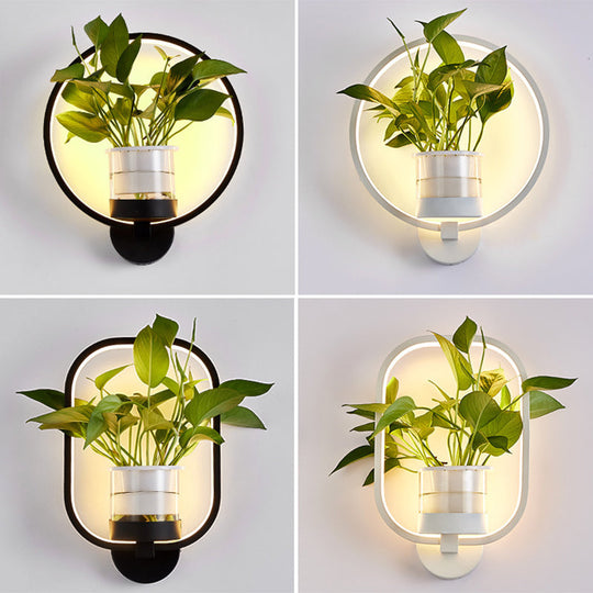 Minimalist Geometric Ring Led Wall Sconce Light - Aluminium Planter & Living Room Décor