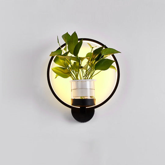 Minimalist Geometric Ring Led Wall Sconce Light - Aluminium Planter & Living Room Décor