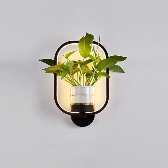 Minimalist Geometric Ring Led Wall Sconce Light - Aluminium Planter & Living Room Décor